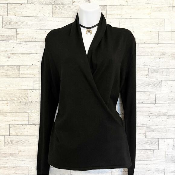 NEW YORK & COMPANY Black Surplice Long Sleeve Top, S - Picture 9 of 9